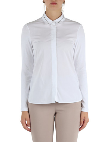 BIANCO | Camicia in jersey e popeline