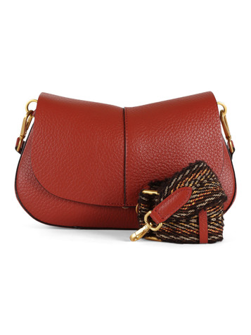 ROSSO SCURO | Borsa a spalla in pelle martellata HELENA ROUND ROSSO SCURO | Borsa a spalla in pelle martellata HELENA ROUND