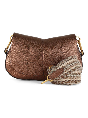 BRONZO | Borsa a spalla in pelle martellata HELENA ROUND