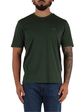 VERDE SCURO | T-shirt in cotone con ricamo logo frontale