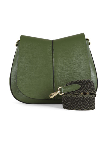 VERDE | Borsa a tracolla HELENA ROUND in pelle martellata VERDE | Borsa a tracolla HELENA ROUND in pelle martellata