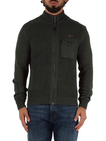 GRIGIO | Cardigan con zip in cotone