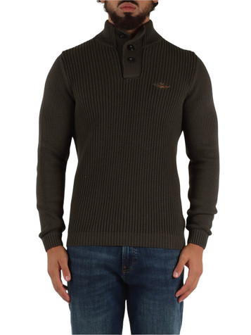 GRIGIO SCURO | Maglia in cotone con bottoni al collo