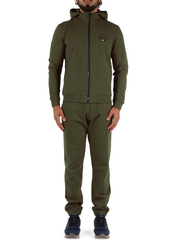 VERDE MILITARE | Tuta composta da felpa con zip e pantaloni
