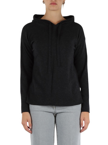 GRIGIO SCURO | Maglia con cappuccio in misto lana e cashmere ISEO