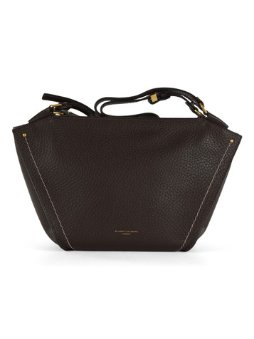 MARRONE | Borsa a spalla in pelle martellata BLOOM Medium