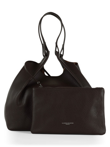 MARRONE CHIARO | Borsa a spalla in pelle martellata DUA Large