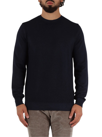 BLU SCURO | Maglia girocollo in lana merino extrafine