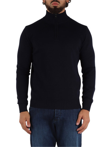 BLU SCURO | Maglia collo a zip in lana merino extrafine BLU SCURO | Maglia collo a zip in lana merino extrafine