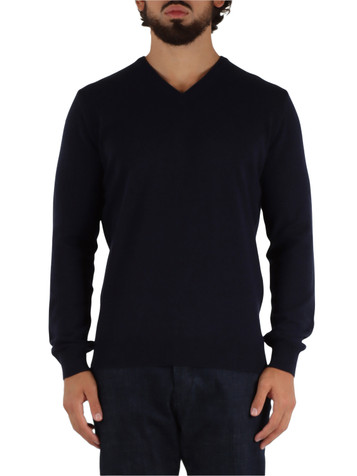 BLU SCURO | Maglia collo a V in lana merino e cashmere BLU SCURO | Maglia collo a V in lana merino e cashmere