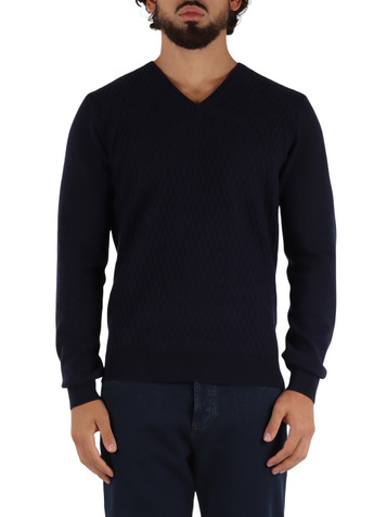 BLU SCURO | Maglia collo a V in lana e cashmere BLU SCURO | Maglia collo a V in lana e cashmere