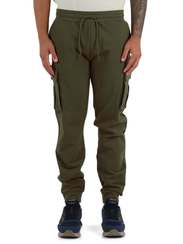 VERDE MILITARE | Pantaloni sportivi cargo regular fit in cotone felpato