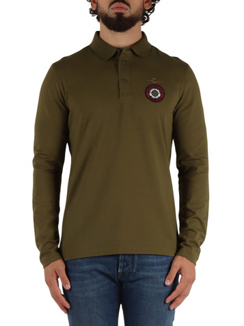 VERDE | Polo manica lunga regular fit in cotone