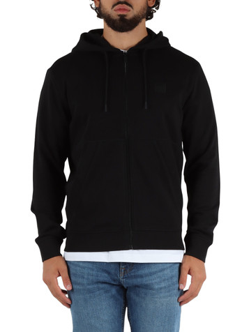 NERO | Felpa in cotone garzato con zip e cappuccio