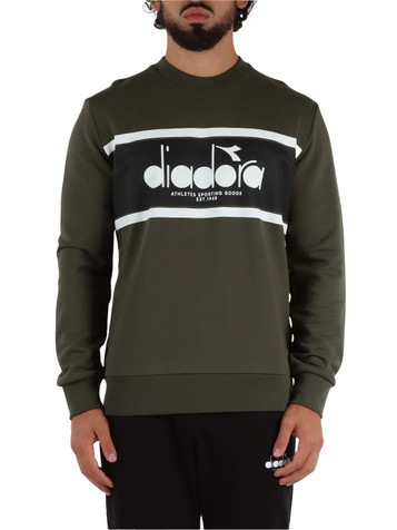 VERDE | Felpa girocollo in cotone garzato