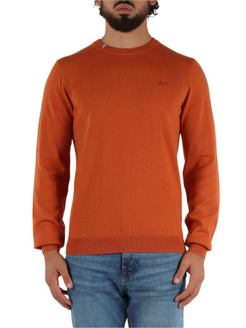 ARANCIONE | Maglia girocollo in lana merino e cotone