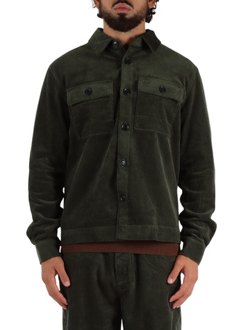 VERDE SCURO | Overshirt in corduroy di cotone