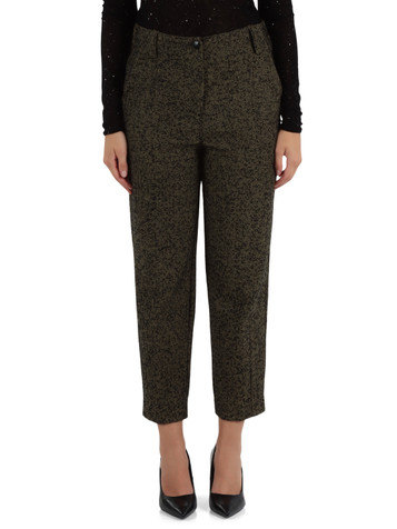 NERO | Pantaloni in misto cotone con lavorazione a spina di pesce