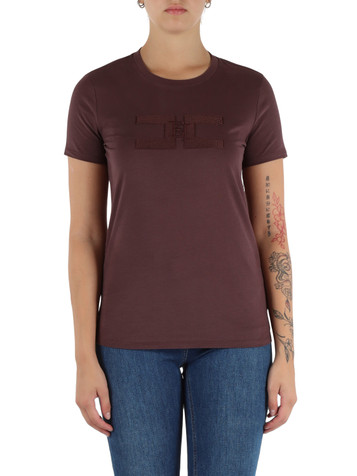 MERLOT | T-shirt in cotone con ricamo logo frontale