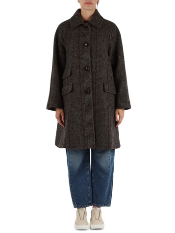 MARRONE | WEEKEND: Cappotto in lana vergine PITONE