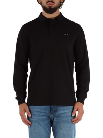 NERO | Polo manica lunga in cotone piquet con ricamo logo NERO | Polo manica lunga in cotone piquet con ricamo logo