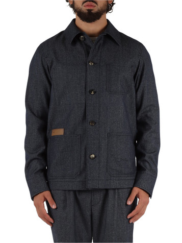 BLU | Overshirt in misto lana vergine e cotone