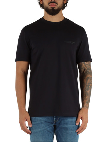 BLU SCURO | T-shirt in cotone regular fit con scritta logo frontale