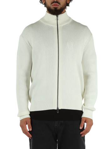 OFF WHITE | Cardigan con zip in misto cotone e lana vergine