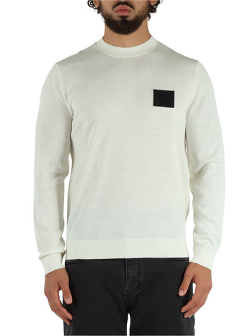 OFF WHITE | Maglia in misto lana vergine con patch logo