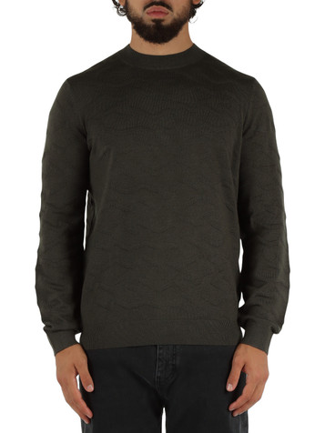 VERDE SCURO | Maglia in misto lana vergine con motivo decorativo