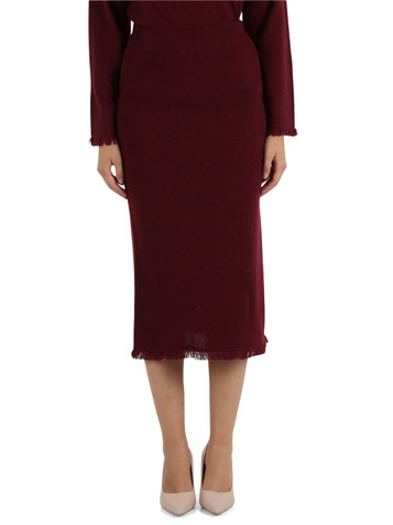 BORDEAUX | Gonna midi in lana merino e cashmere