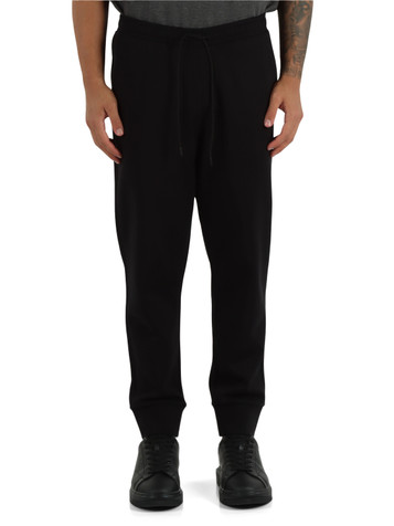 NERO | Pantaloni sportivi in cotone stretch con scritta logo a rilievo
