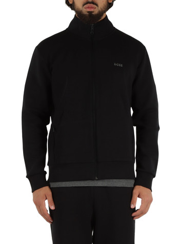 NERO | Felpa in cotone stretch con scritta logo a rilievo