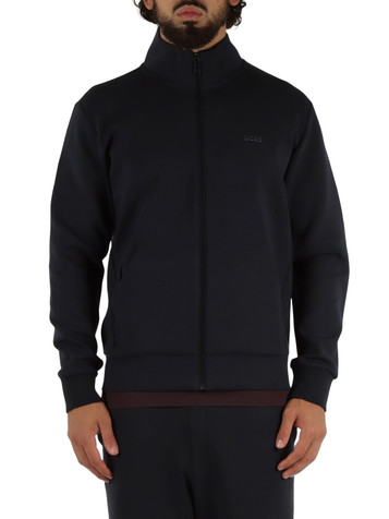 BLU SCURO | Felpa in cotone stretch con scritta logo a rilievo