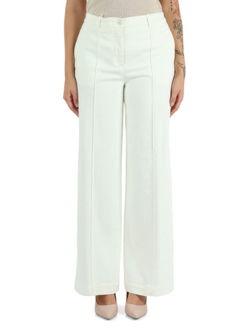 OFF WHITE | Pantalone gamba larga in denim di cotone e cashmere