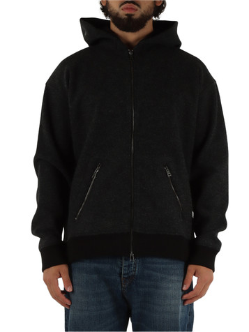 GRIGIO SCURO | Giacca felpa oversize con zip e cappuccio