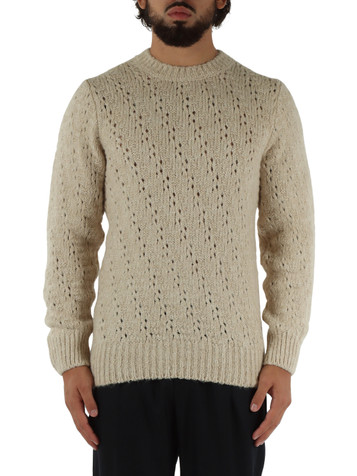 BEIGE | Maglia girocollo in misto lana e viscosa