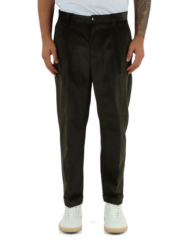VERDE SCURO | Pantaloni Antifit in velluto a costine