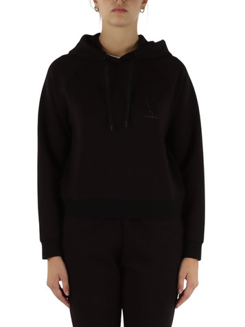 NERO | Felpa con cappuccio in misto viscosa