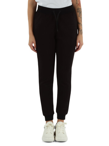 NERO | Pantaloni sportivi in misto viscosa con logo in strass