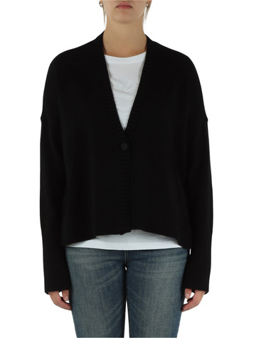 NERO | Cardigan in cotone con scritta logo sul retro