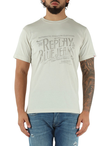 BEIGE | T-shirt in cotone con stampa logo frontale