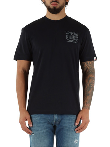 BLU SCURO | T-shirt in cotone con stampa logo frontale