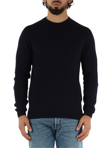 BLU SCURO | Maglia girocollo in misto lana