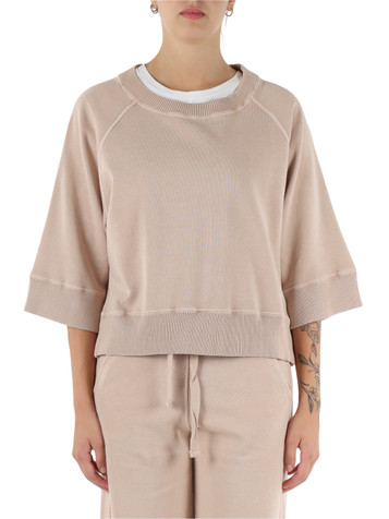 BEIGE | Felpa effetto slavato con maniche tre quarti