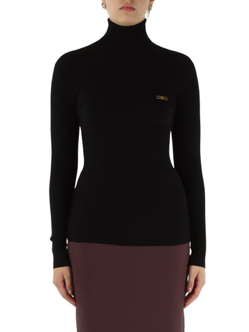 NERO | Maglia a costine in misto seta e lyocell