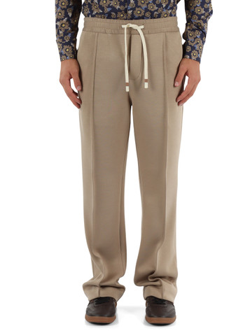 BEIGE | Pantalone stile sportivo in misto viscosa