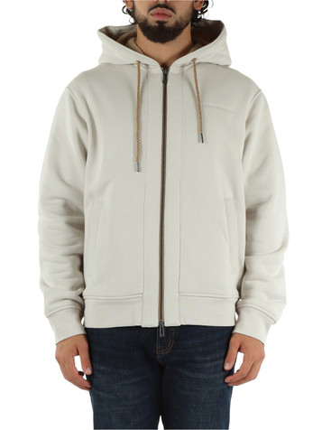 BEIGE | Felpa con zip e cappuccio in misto cotone