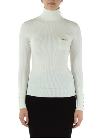 OFF WHITE | Maglia a costine in misto seta e lyocell OFF WHITE | Maglia a costine in misto seta e lyocell