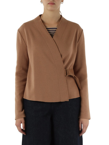 BEIGE | Cardigan in panno di misto lana vergine